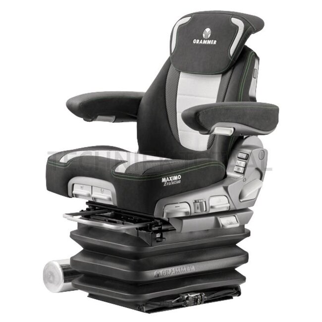 GRAMMER Zitting Maximo Evolution Active MSG95EAC/741 - 2401288762, 1288762 | Ophanging: luchtgeveerd | Bekledingstype: Stof | Zittingcontactschakelaar: Ja | Spoormaat: 260 mm | Zittingbreedte: 550 mm | Joystickconsole: Optioneel | Horizontale vering in de dwarsri