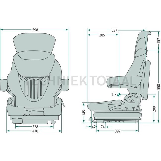 GRAMMER Forklift seat Primo M MSG65/521 - 2401293486, 51542673, 51032476, 51049136, 50054038, 50206050, 50313519, 1293486 | Suspension: Mechanical | Upholstery type: Fabric | Seat contact switch: Optional | Track gauge: 330 mm | Seat width: 480 mm | Joystick cons