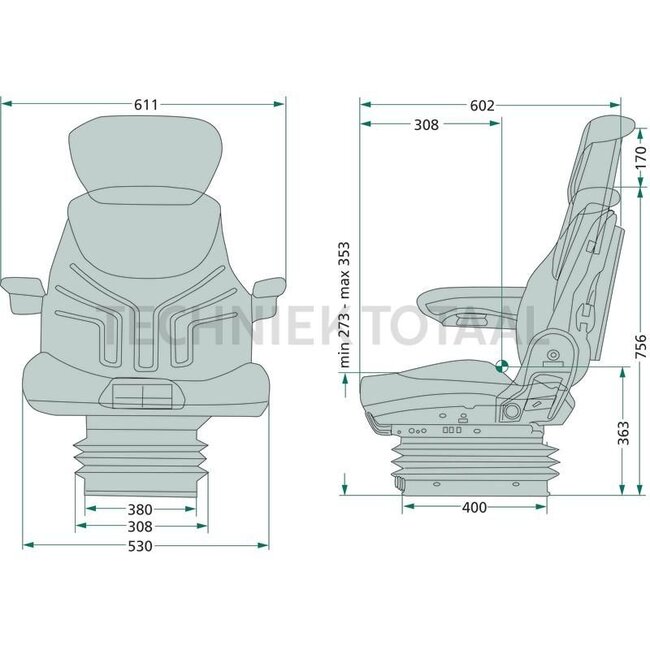 GRAMMER Maximo XT Professional MSG97AL/731 - 2401314123, 1314123, 1 314 123 | Passend voor: Fendt SCR en S4 | Ophanging: luchtgeveerd | Bekledingstype: stof | Zittingcontactschakelaar: ja | Spoormaat: 380 mm | Zittingbreedte: 530 mm | Joystickconsole: ja | Horizo