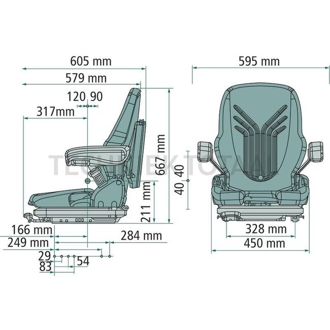 GRAMMER Primo XXM MSG65/522 - 2401293475, 1293475 | Ophanging: mechanisch | Bekledingstype: stof | Zittingcontactschakelaar: ja | Spoormaat: 330 mm | Zittingbreedte: 450 mm | Joystickconsole: optioneel | Gordelsysteem: ja | Lengte: 605 mm | Hoogte: 667 mm | Zitti