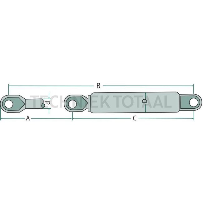 GRANIT Gasdruckdämpfer Ø 10 / 23 mm - 65433009, 497827 | Newton: 200 | A: 500 mm | B: 252 mm | C: 8,1 mm | D: 8,2 mm | Hub: 200 mm | d1: 10 mm | d2: 22 mm | Form: 1
