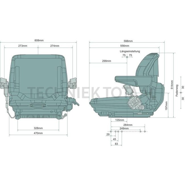 GRAMMER Staplersitz MSG20 PVC, 470 mm, Spurweite 330 mm