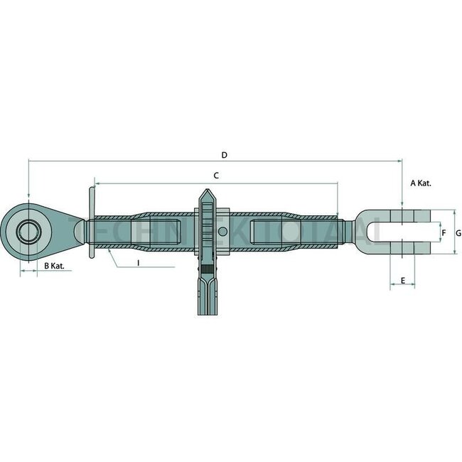 GRANIT Tensioning bar - 200992205 | A cat.: 27 | B cat.: 1 (19 mm) | C: 400 mm | D: 510 - 760 mm | E: 27 mm | F: 30 mm | G: 50 mm | I: 1 1/8" mm | Thread: 1 1/8"