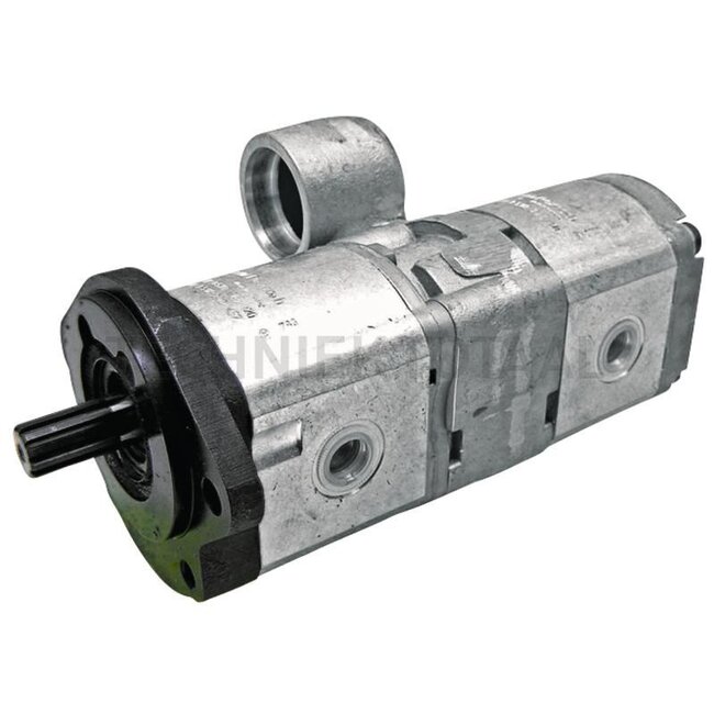 Bosch/Rexroth Double pump Clockwise - 2560510665120, 510665120, 3816910M91 | Output volume: 18 + 14 cc/rev | Drive shaft: Splined shaft SAE, Ø 18.62 11 splines | Direction of rotation: Clockwise | Bosch no.: 0510665120 | OEM version: 363888X1 | Fitting Ø: 82,55 mm