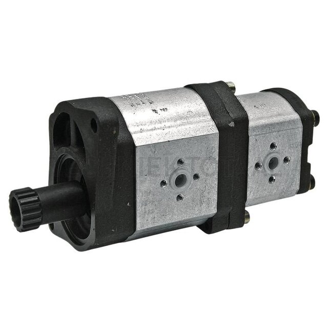 Bosch/Rexroth Doppelpumpe linksdrehend - 2560510766313, V33561800, V32863100, K17307, K17306 | Fördervolumen: 25 + 11 cm³/U | Antriebswelle: spezielle Valmet-Verzahnung DIN 5480 | Drehrichtung: links | Bosch-Nr.: 0510766313