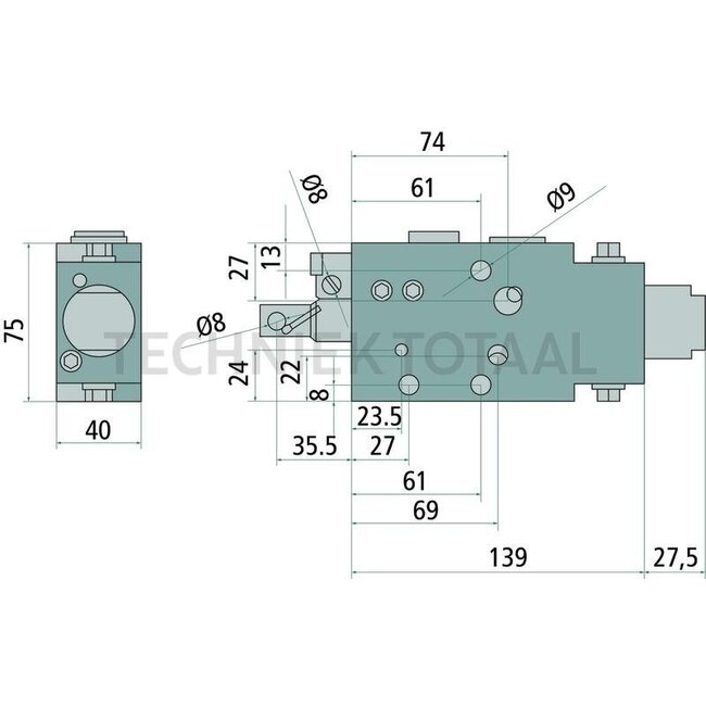 GRANIT Control unit optionally switchable between sa and da, with float position with detent and lever - 85219082, 0523602012, 0523602026, 19082 | Technical data: Max. operating pressure: 210 bar, Nominal flow rate: max. 40 l/min., Tightening torque: 30 Nm, Conn