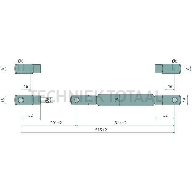 GRANIT Gas strut 700 N, 515 mm, stroke 201 mm | CB11484443