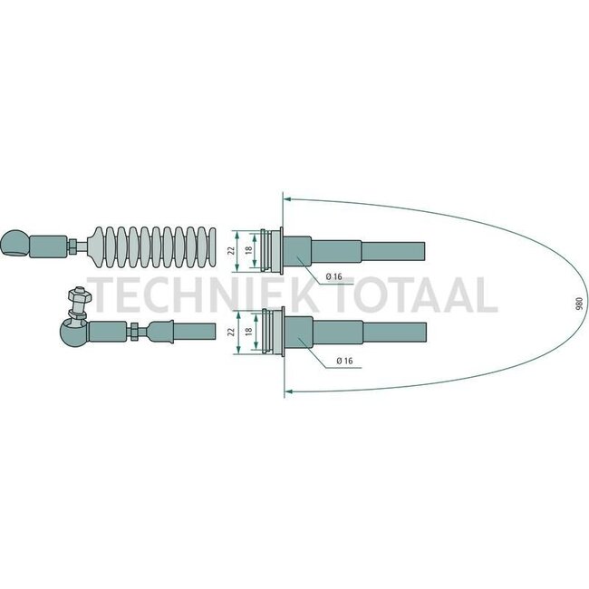GRANIT Bowden cable for 1st control unit - 85221000, 1-34-644-651, I1-34-644-651 | Length: 980 mm