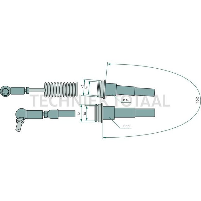 GRANIT Bowden cable for 2nd control unit - 85221001, 1-34-644-652, I1-34-644-652 | Length: 1040 mm
