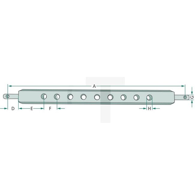 GRANIT Gatenbalk cat. 1 - 20000170, 20000170, 180485M1 | Categorie: 1 | A: 765 mm | Breedte: 60 mm | Hoogte: 30 mm | D: 53 mm | E: 60 mm | F: 54 mm | G: 22 mm | H: 20 mm | Aantal gaten: 11 | Uitvoering: cat. 1
