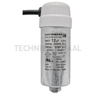GRANIT Condensator - Draadbout M8 mm, Pot-Ø 45 mm, Potlengte 110 mm, Capaciteit in micro-farad: 30 µF