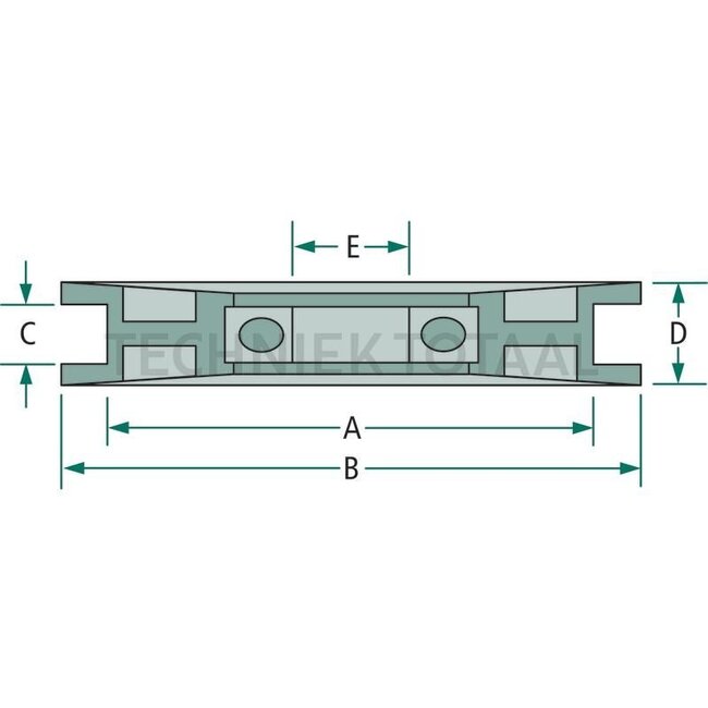 GRANIT Omkeerrol - 31270107, 10144 | A: 69,9 mm | B: 81,8 mm | C: 19,05 mm | D: 23,8 mm | E: 17,5 mm