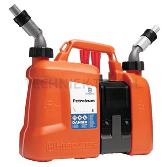 Husqvarna Kombikanister 5l + 2,5l - Inhoud: 5 Liter Kraftstoffgemisch, 2,5 Liter Kettenöl, Kleur: orange