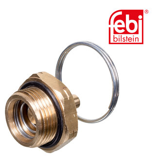 FEBI Bilstein Afwaterventiel with pull ring and sealing ring - Case IH, Fendt, John Deere, Mercedes-Benz
