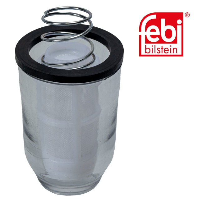 FEBI Bilstein Brandstoffilter met afdichtring - Case IH, Fendt, Mercedes-Benz - 08754, 1473248, 252793A1, A0000910840, F281201710090 | Behuizingsmateriaal: kunstof | Inwendige diameter van keerring: 28 mm | Uitwendige diameter van keerring: 36 mm | Buitendiameter: 36 m