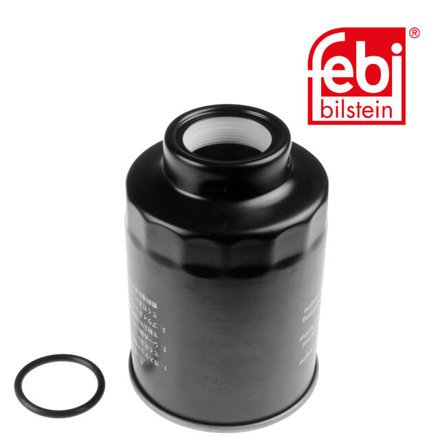 FEBI Bilstein Brandstoffilter met afdichtring - Caterpillar, Komatsu Ltd., Yanmar - 184114, 119773-55510, 21-5007, 6734-71-6120 | Binnendraad: 3/4" - 16 UNF | Buitendiameter: 90 mm | Filter type: opschroeffilter | Hoogte: 131 mm
