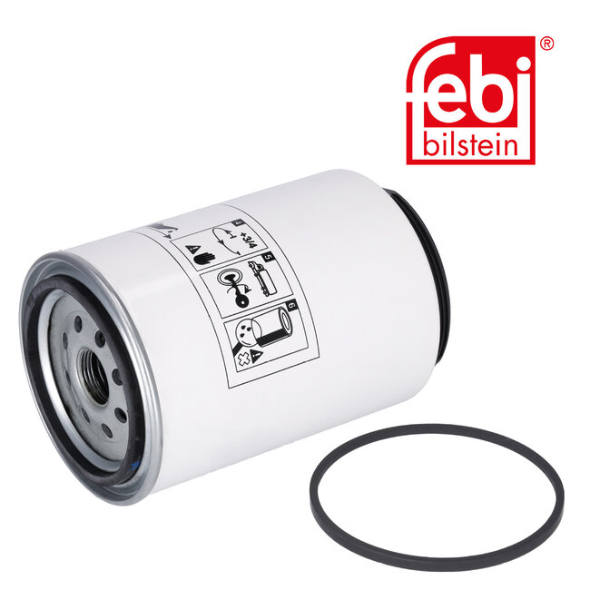 FEBI Bilstein Brandstoffilter met afdichtring - Case IH, Caterpillar, Claas, John Deere, Massey Ferguson - 26979, 0000687110, 0007733150, 0011342140, 0011342141, 11342140, 11342141, 1685159C91, 430-8929, 6298164M1, 687110, 7733150, RE500186, RE502203 | Binnendraad: 1 1