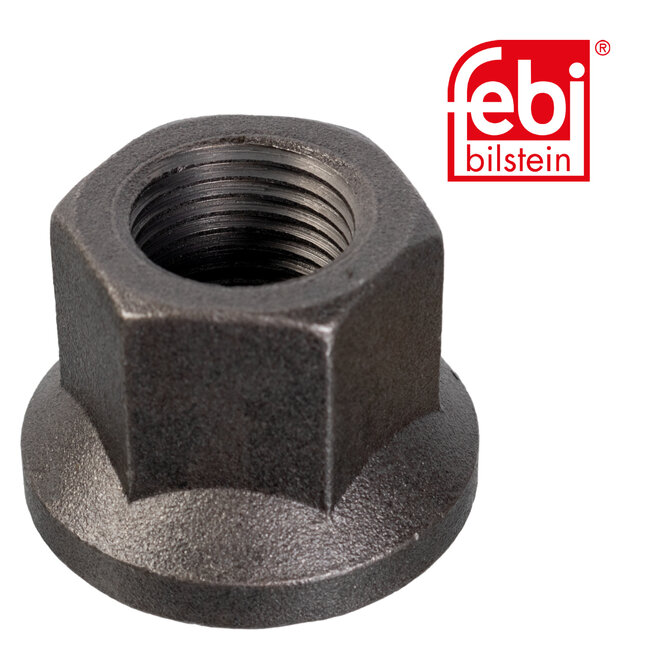 FEBI Bilstein Wielmoer - 06254 | Bandmal voor wielbevestigingselementen: vlakzadel | Aangrijpingspunt voor schroeven en moeren: buitenzeskant | Binnendraad: M22 x 2 | Buitendiameter: 44,3 mm | Hoogte of dikte: 31 mm | Kwaliteitsgraad: 10 | Moeren vorm: vlakke borstmoer