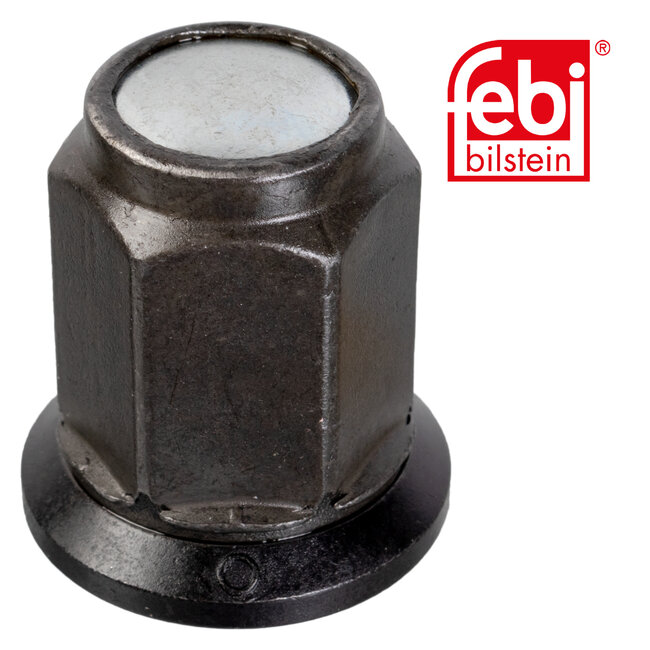 FEBI Bilstein Wielmoer met drukschotel en deksel - 07301 | Bandmal voor wielbevestigingselementen: vlakzadel | Aangrijpingspunt voor schroeven en moeren: buitenzeskant | Binnendraad: M22 x 1,5 | Buitendiameter: 45,6 mm | Hoogte of dikte: 49 mm | Kwaliteitsgraad: 10 | M
