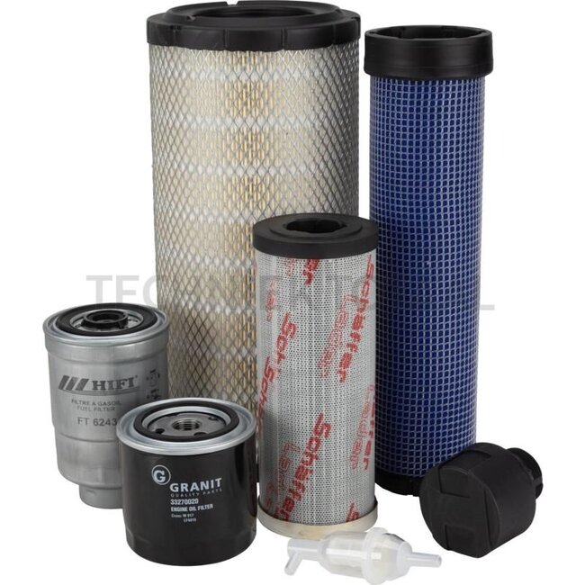 GRANIT Service kit To fit Schäffer - 12140511, H931812140511, SC50134, CU42100/1 | To fit: Schäffer | To fit type: 6370 T, 6390 T, 5370 Z, 5390 Z | Engine: Kubota V 3600, Kubota V 3600-T | Set consisting of: Engine oil filter, Air filter, Air filter safety eleme