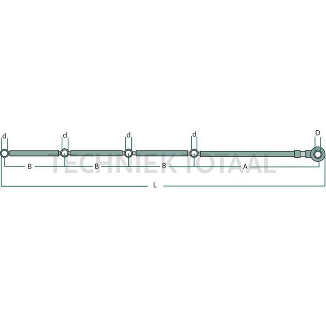 GRANIT Retourleiding 3 cilinders, 490 mm, Ø 14 mm, Ø 8 mm | 3055378R91