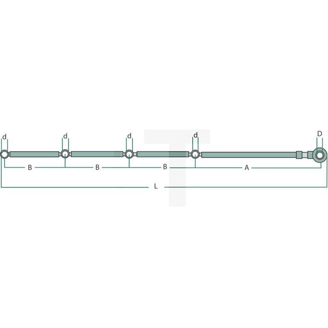 GRANIT Return line 4 cylinders, 610 mm, Ø 14 mm, Ø 8 mm | 3055380R91