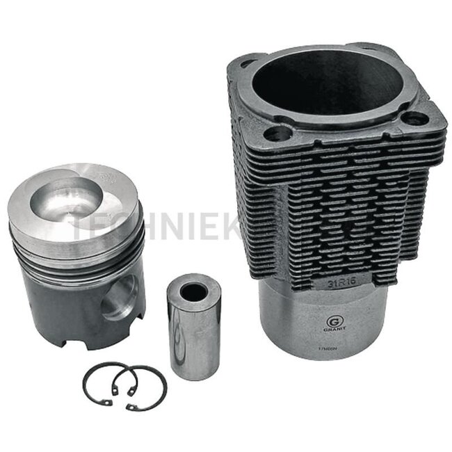 GRANIT Piston set complete 4 rings, Ø 100 mm, gudgeon pin Ø 40 x 80 mm, combustion chamber Ø 58 mm, combustion chamber depth 15.7 mm - 38004059, 02929967, 02928141 | Dimensions: 4 rings, Ø 100 mm, gudgeon pin Ø 40 x 80 mm, combustion chamber Ø 58 mm, combustion