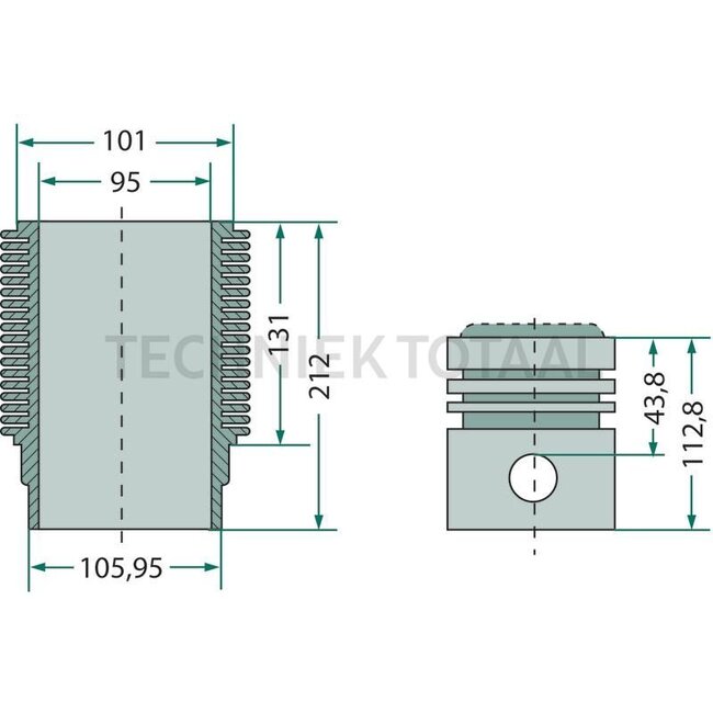 GRANIT Zuiger en cilinderset compleet 4 veren, Ø: 95 mm, pistonpen Ø: 32 x 82 mm, verbrandingskamer Ø: 57,2 mm, diepte verbrandingskamer 17,5 mm - 38006352, 7701454416 | Afmetingen: 4 veren, Ø: 95 mm, pistonpen Ø: 32 x 82 mm, verbrandingskamer Ø: 57,2 mm, diepte