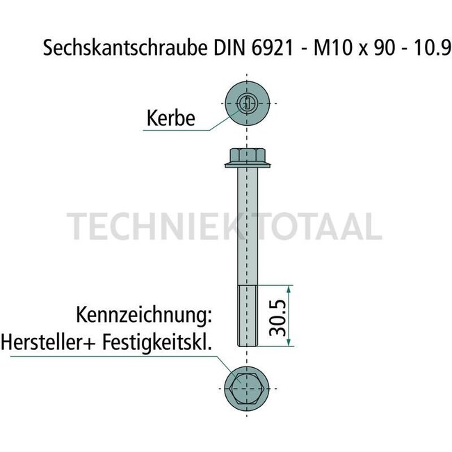GRANIT Schraube - 38012772, 19M7811, 0051324923, M144706 | Abmessungen: 10 x 90 mm