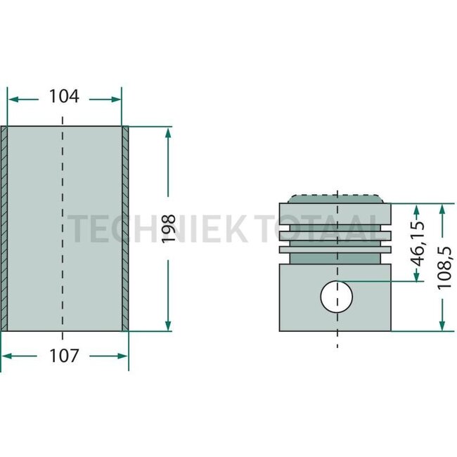 GRANIT Piston set complete 3 rings, Ø 104 mm, gudgeon pin Ø 38 x 85 mm, combustion chamber Ø 52.3 mm, combustion chamber depth 22.5 mm, dry liner - 38017164, 4770623 + 1930186 + 1930191 | Dimensions: 3 rings, Ø 104 mm, Gudgeon pin Ø 38 x 85 mm, Combustion chambe