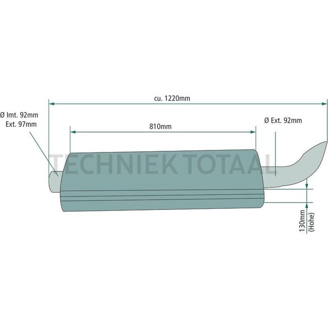GRANIT Uitlaatdemper 1210 mm, binnen-Ø 89 mm Ford 8730-8830, TW 25, TW 30 | E4NN5230BA17M