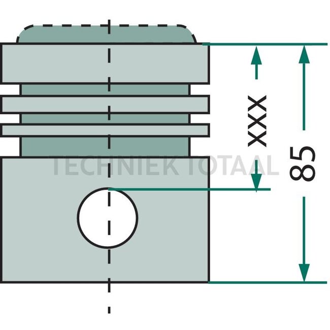 GRANIT Piston complete 3 rings, Ø 100 mm, compression height 44 mm, combustion chamber Ø 57 mm, combustion chamber depth 18.2 mm - 38099641, 1J550-21112, 1J55021112