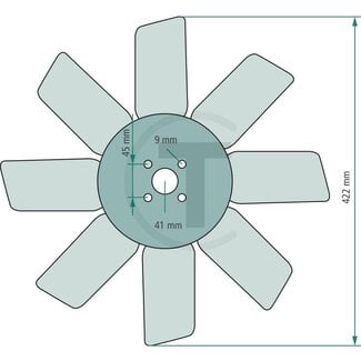 GRANIT Koelventilator Ø 422 mm, 8 vinnen John Deere 840-2030