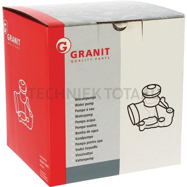 GRANIT Wasserpumpe mit Riemenscheibe und Dichtung - 74715004, 3641823M91, 41312487, 1312154, 747542M91, 3641823M92 | Abmessungen: Flansch-Ø 79,5 mm | Ausführung: mit Riemenscheibe und Dichtung