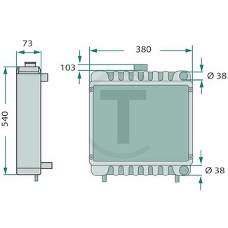 GRANIT Radiateur - Afmetingen: hoogte: 540 mm, breedte: 380 mm, Ø boven: 38 mm, Ø onder: 38 mm