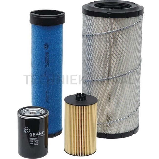 GRANIT Filter set To fit Deutz - 80004003, 0380004003 | To fit: Deutz | To fit type: Agrofarm: 85, 100, Agrofarm: 410, 420, 430 Agrofarm TTV: 420, 430 | Set consisting of: Engine oil filter, Main fuel filter, Main air filter, Safety element