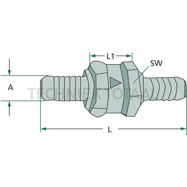 GRANIT check valve - 374240254, 80786, 080786 | A: 10 mm | L: 72 mm | L1: 26 mm | SW: 24