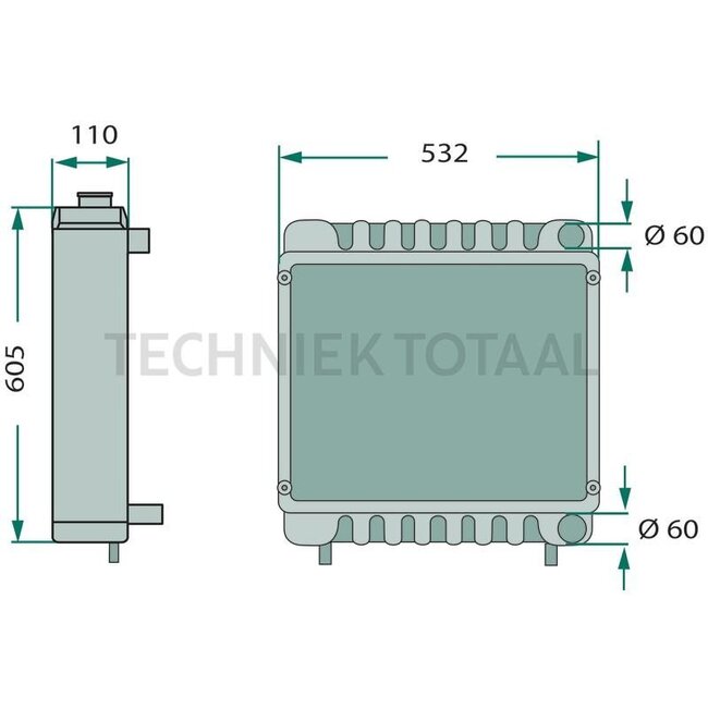 GRANIT Radiator 2de bottom connection Ø 22 mm John Deere | AL78001