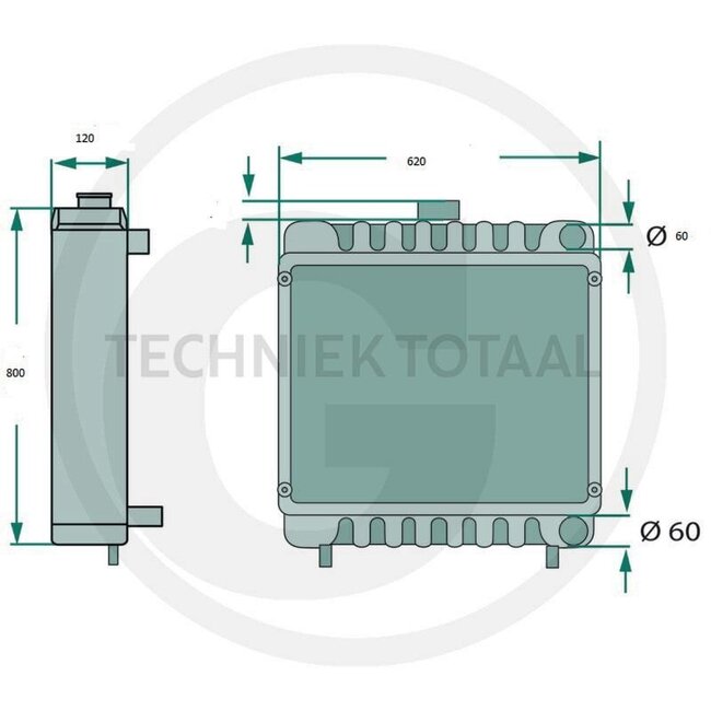 GRANIT Kühler 5 Reihen 620 x 800 x 120 mm Valtra-Valmet 8350-8550 | V33098510, V33098500, V33070500
