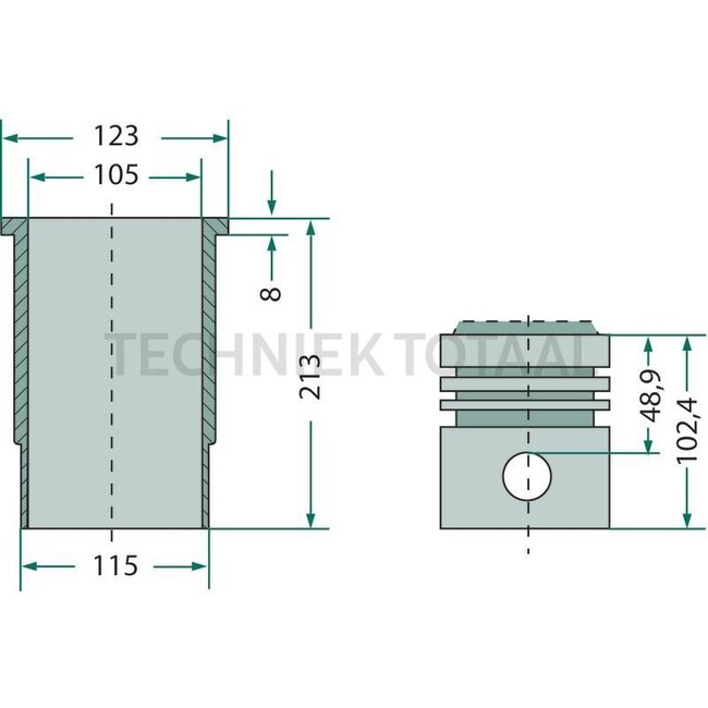 KS Piston set, complete Ø 105 mm, piston pin 35 x 88 mm | 130100040723, 130182030705