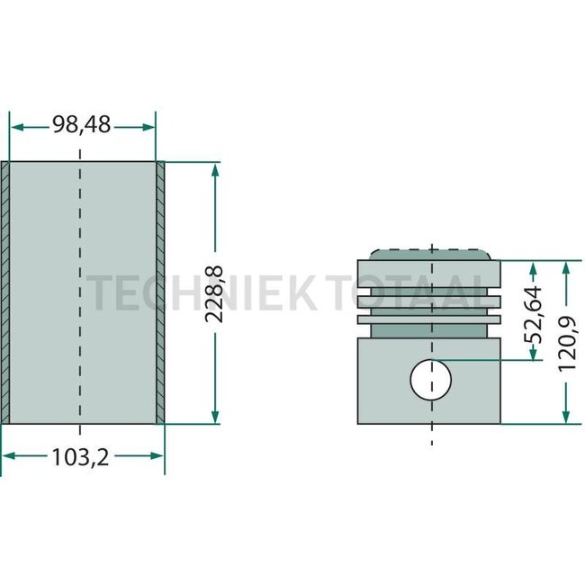 KS Kolbensatz kpl 5 Ringe, Ø 98,48 mm, Kolbenbolzen 34,925 x 84,2 mm