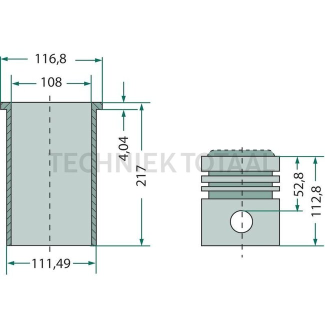 KS Zuiger en cilinderset 3 veren, Ø: 108 mm, pistonpen Ø: 40 x 90 mm, verbrandingskamer Ø: 63 mm, verbrandingskamerdiepte 20,5 mm, met ingegoten zuigerveerzitting, droge cilinderbus - 75793138961 | Afmetingen: 3 veren, Ø: 108 mm, pistonpen Ø: 40 x 90 mm, ver