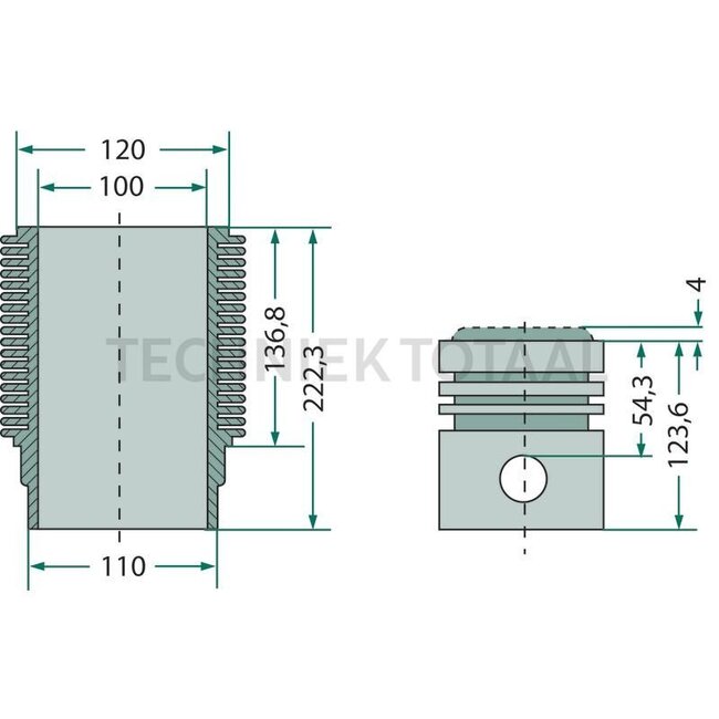KS Kolbensatz kpl Ø 100 mm, Tiefe 15,6 mm, neue Ausführung | 02929968, 93535961