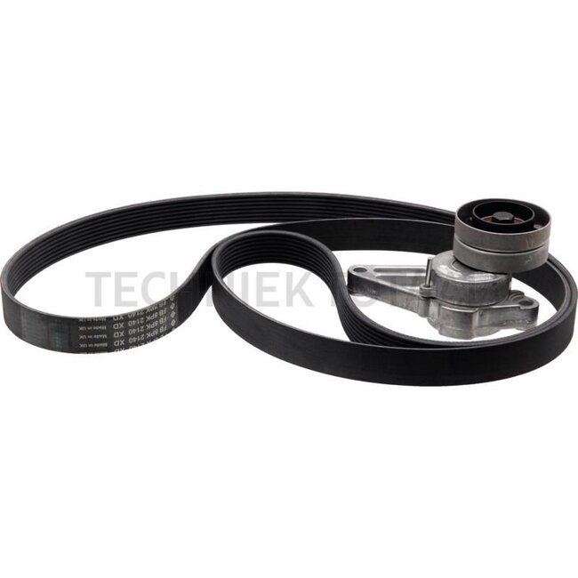 GRANIT Multiriem-set - 747529400510, AL111330 + L115661, 529400510 | Uitvoering: met luchtdruksysteem maar  zonder airconditioning, inclusief mechanische V-snaarspanner | Bestaat uit: Riemspanner, riem | Lengte riem: 2140 mm | Ribben: 8 n