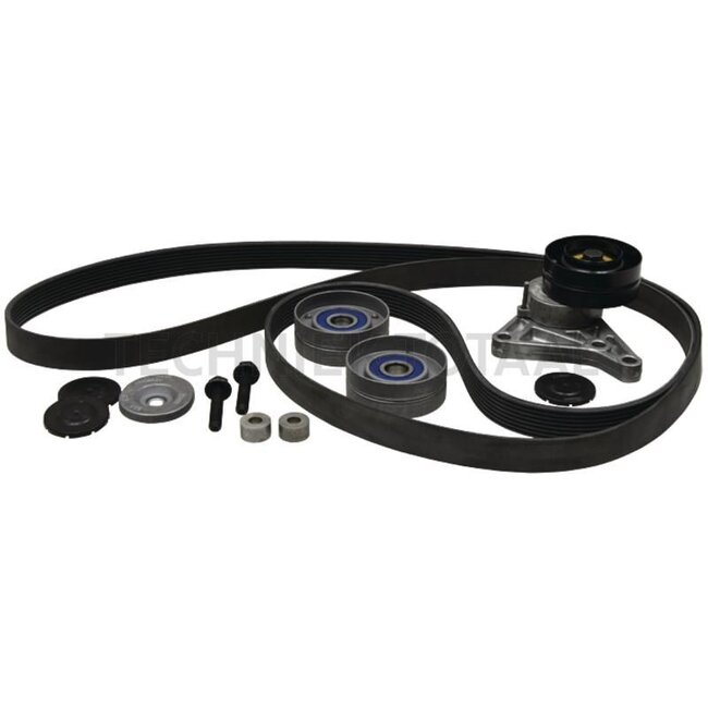 GRANIT Riemen-Kit - 747529411110, AL112300 + AL157596 + L114293, 529411110 | Ausführung: mit Druckluft- undKlimaanlage | bestehend aus: Riemenspanner, Umlenkrolle, Riemen | Länge Riemen: 2525 mm | Rippen: 8 n