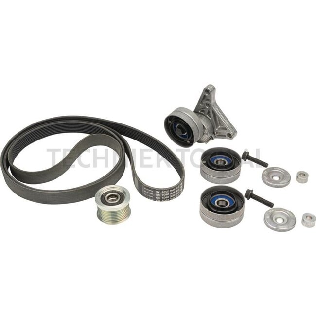 GRANIT Multiriem-set - 747529411810, AL157596, AL156090, 2x AL157596, L153282 | Uitvoering: bij airconditioning en luchtdruksysteem (alleen bij 90A, 115A en 120A dynamo) | Bestaat uit: Spanrol, riemspanner, 2x spanrol, riem | Lengte riem: 2505 mm | Ribben: 8 n