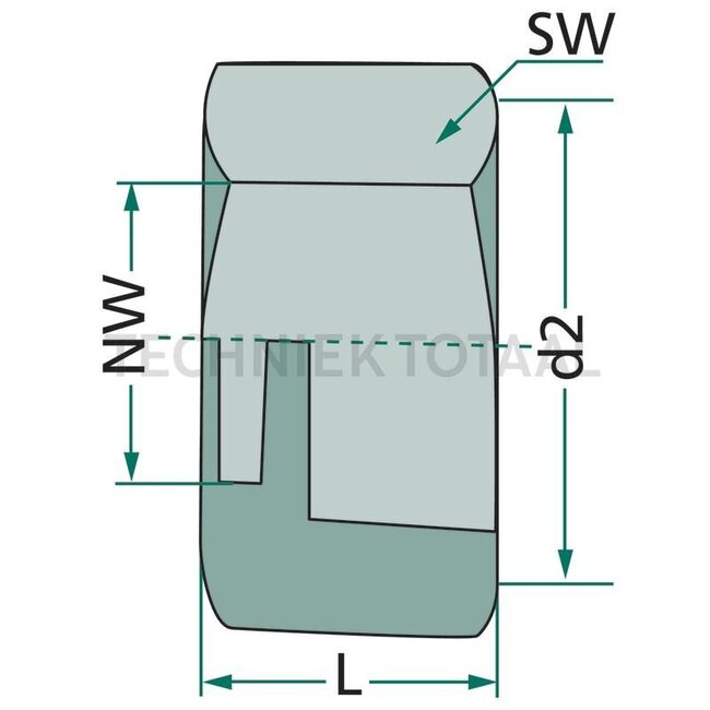 GRANIT Cap nut, 10 pcs - 374203810/10 | Nominal width: 10 | d2: M 18 x 1,5 mm | SW: 22 | L: 15,5 mm