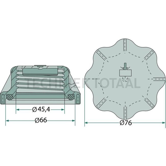 MAHLE Verschlussdeckel für Ausgleichsbehälter, Kühler, 76 x 76 x 37 mm - 4558MY 376742311, AL76661 | Stutzen-Ø: 37 mm | Öffnungsdruck: 0,45 bar | Bemerkungen: grün | Technische Daten: 76 x 76 x 37 mm