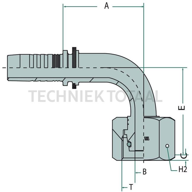 GRANIT PN 10 DKOS M20x1.5 90¬∞ (12S) Persnippel MULTIFIT - 815M21693-06-20, M21693-06-20 | A: 36,5 mm | B: 7 mm | Serie: 12 S | Codering: Afdichtende conus, zware serie, met O-ring | C: 2,5 mm | E: 35 mm | Draad: M20 x 1,5 | H2: 24 mm | NW: DN 10 - 3/8" | Leidin