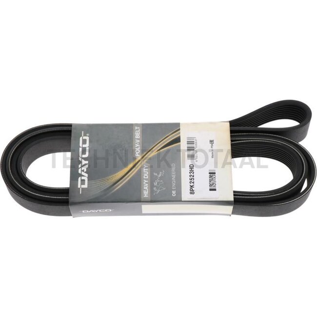 Dayco Keilrippenriemen - 8628PK2523HD, L114293, L111751 | Breite: 28,48 mm | Höhe: 4,6 mm | Länge: 2523 mm | Profil: PK | Rippen: 8 n | Ausführung: Heavy Duty | Zusatzinformationen: bei Druckluft- und Klimaanlage